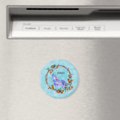 Waterverf Wolf met een Boho Style Wreath Custom Magneet (Insitu (Vaatwasser))