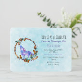 Waterverf Wolf met een Boho Style Wreath Verjaarda Kaart (Staand voorkant)