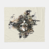 Waterverf Wolf Mountain Animal Art Fleece Deken (Voorkant (Horizontaal))