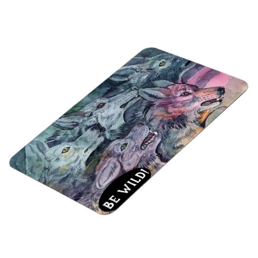 Waterverf Wolf Pack Magneet (Linkerzijde)