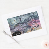 Waterverf Wolf Pack Rechthoekige Sticker (Envelop)