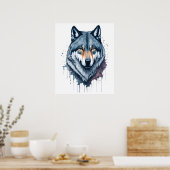 Waterverf Wolf Poster (Keuken)