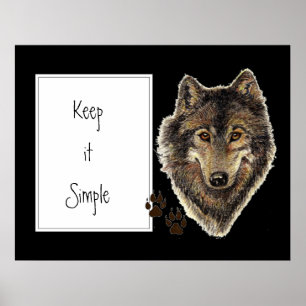 Waterverf Wolf Quote "Eenvoudig houden" Poster