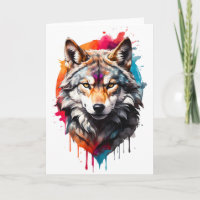 Waterverf Wolf Spatportret Spat Inkt Blanco