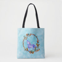 Waterverf Wolf staat in een Boho Style Wreater