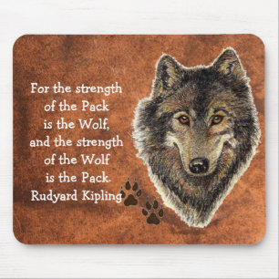 Waterverf Wolf Track Quote door Kipling Muismat