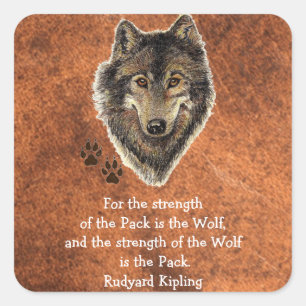 Waterverf Wolf Track Quote door Kipling Vierkante Sticker