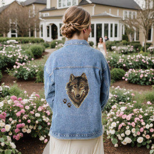 Waterverf Wolf Wolven Dier Natuur Kunst Denim Jacket