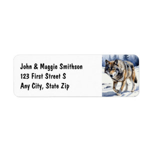 Waterverf Wolf Wolven Dierlijke Natuur Wildlife Ar Etiket