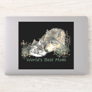 Waterverf Wolf World's beste mama en Cubs Sticker