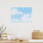 Waterverf wolken en achtergrond poster (Keuken)