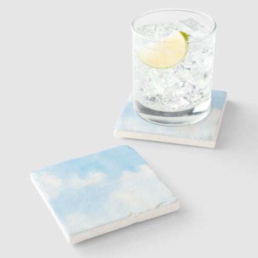 Waterverf wolken en achtergrond stenen onderzetter (Zijkant)
