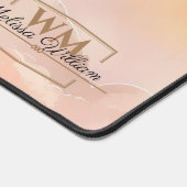 Waterverf Wolken Zwart Goud Monogram Naam Script Bureaumat (Hoek)