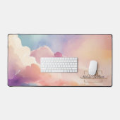 Waterverf Wolken Zwart Goud Monogram Naam Script Bureaumat (Keyboard & Muis)