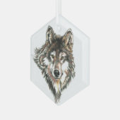 Waterverf Wolven Natuur in het wild Glas Ornament (Voorkant links)
