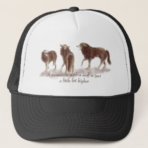 Waterverf Wolves Howling Mountain is hoger Trucker Pet