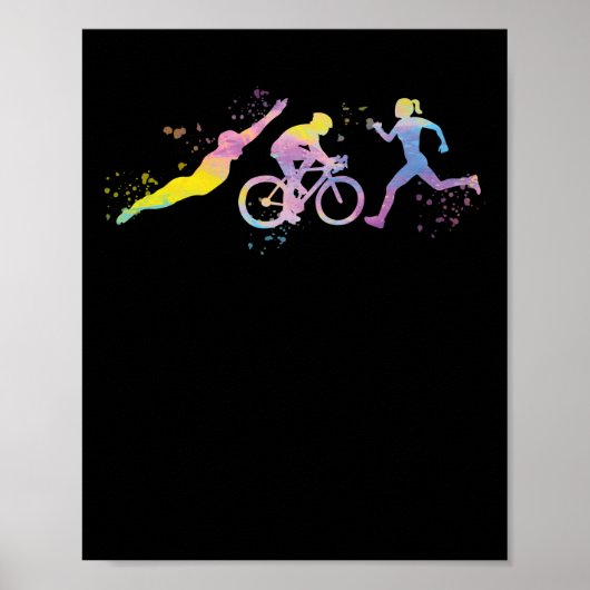 Waterverf Womens Triathlon Poster (Voorkant)