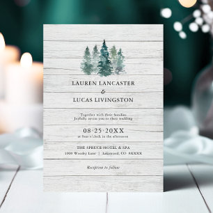 Waterverf Wood Rustic Pine Trees Green Kaart