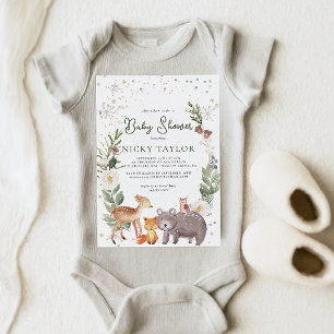 Waterverf Woodland Animal Snow Winter Baby shower Kaart
