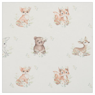 Waterverf Woodland Animals Baby Nursery Stof