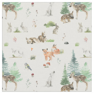Waterverf Woodland Animals Baby shower Stof