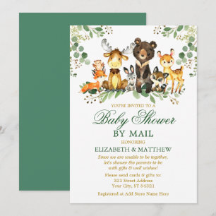 Waterverf Woodland Animals Gold Shower by Mail Kaart