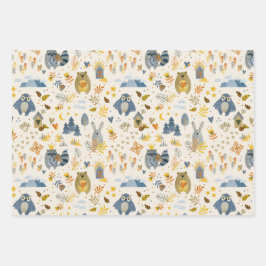 Waterverf Woodland Animals Pattern Inpakpapier Vel