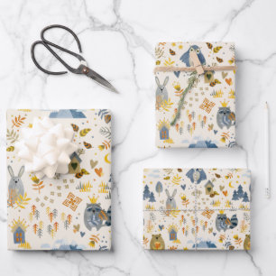 Waterverf Woodland Animals Pattern Inpakpapier Vel