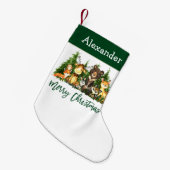Waterverf Woodland Animals Penseelscript Kleine Kerstsok (Voorkant (Hangend))