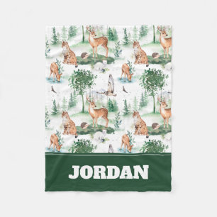 Waterverf Woodland Baby Animal Pattern Fleece Deken