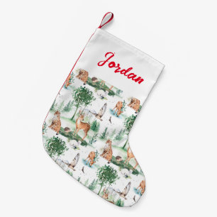 Waterverf Woodland Baby Animal Pattern Kleine Kerstsok