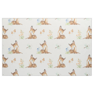 Waterverf Woodland Baby Deer Girl Nursery Stof