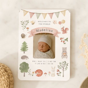 Waterverf Woodland baby geboorteaankondigingskaa Kaart