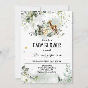 Waterverf Woodland Baby shower Kaart