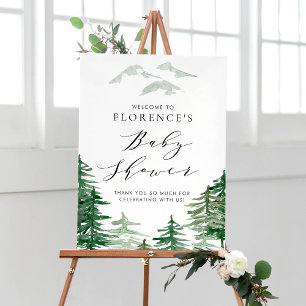 Waterverf Woodland Baby shower Welkomstteken Poster