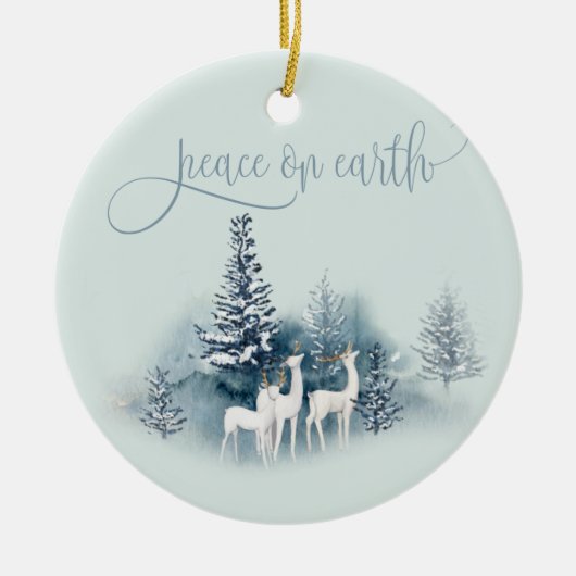 Waterverf Woodland Deer Keramisch Ornament (Voorkant)