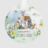Waterverf Woodland Forest Animals 1e kerstdag Ornament (voorkant)