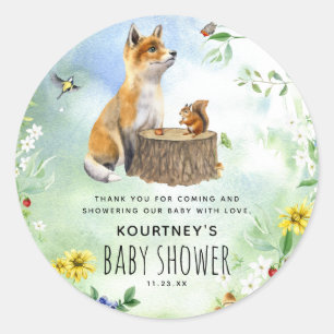 Waterverf Woodland Forest Animals Baby shower Ronde Sticker