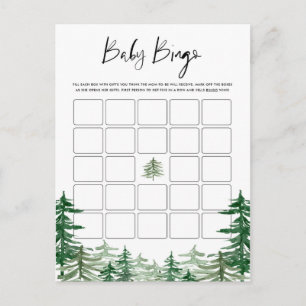 Waterverf Woodland Forest Baby shower Bingo Kaart