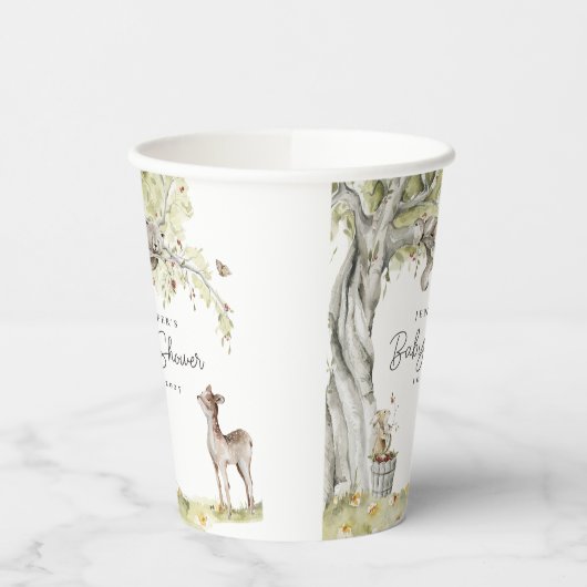 Waterverf Woodland Forest Baby shower Papieren Bekers (Links)