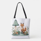 Waterverf Woodland Forest Fox en paddenstoelen Draagtas (Achterkant)