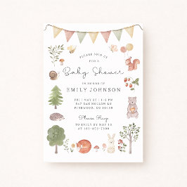Waterverf Woodland | Forest Friends Baby shower Kaart