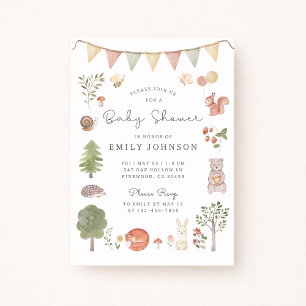 Waterverf Woodland Forest Friends Baby shower Kaart