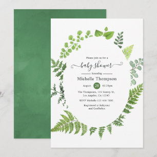 Waterverf Woodland Forest Greenery Baby shower Kaart