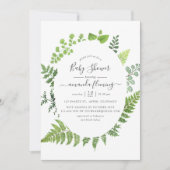 Waterverf Woodland Forest Greenery Baby shower Kaart (Voorkant)