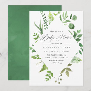 Waterverf Woodland Forest Greenery Baby shower Kaart
