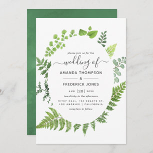 Waterverf Woodland Forest Greenery Wedding Kaart