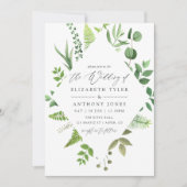 Waterverf Woodland Forest Greenery Wedding Kaart (Voorkant)