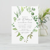 Waterverf Woodland Forest Greenery Wedding Kaart (Staand voorkant)