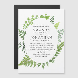 Waterverf Woodland Forest Greenery Wedding Magnetische Uitnodiging